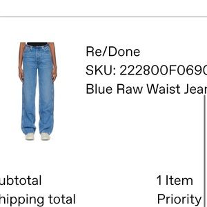 Redone blue Raw waist jeans